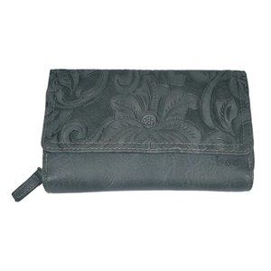 B.O.C. tooled zippered snap closureclutch leather wallet NEW